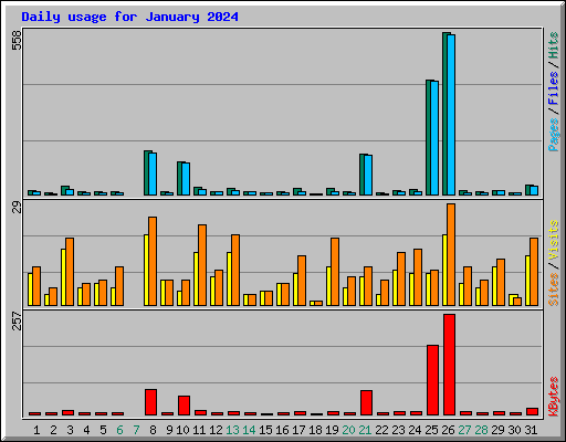 Daily usage for January 2024